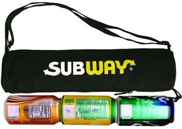 3 Can Cooler Tube Tote With Adjustable Strap - 15" L x 3.5" D